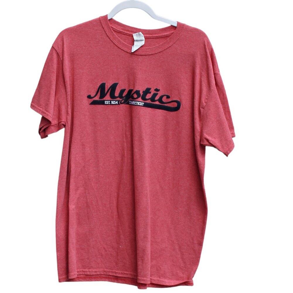 Gildan Men's Mystic Connecticut T-Shirt Red & Blue Size Large